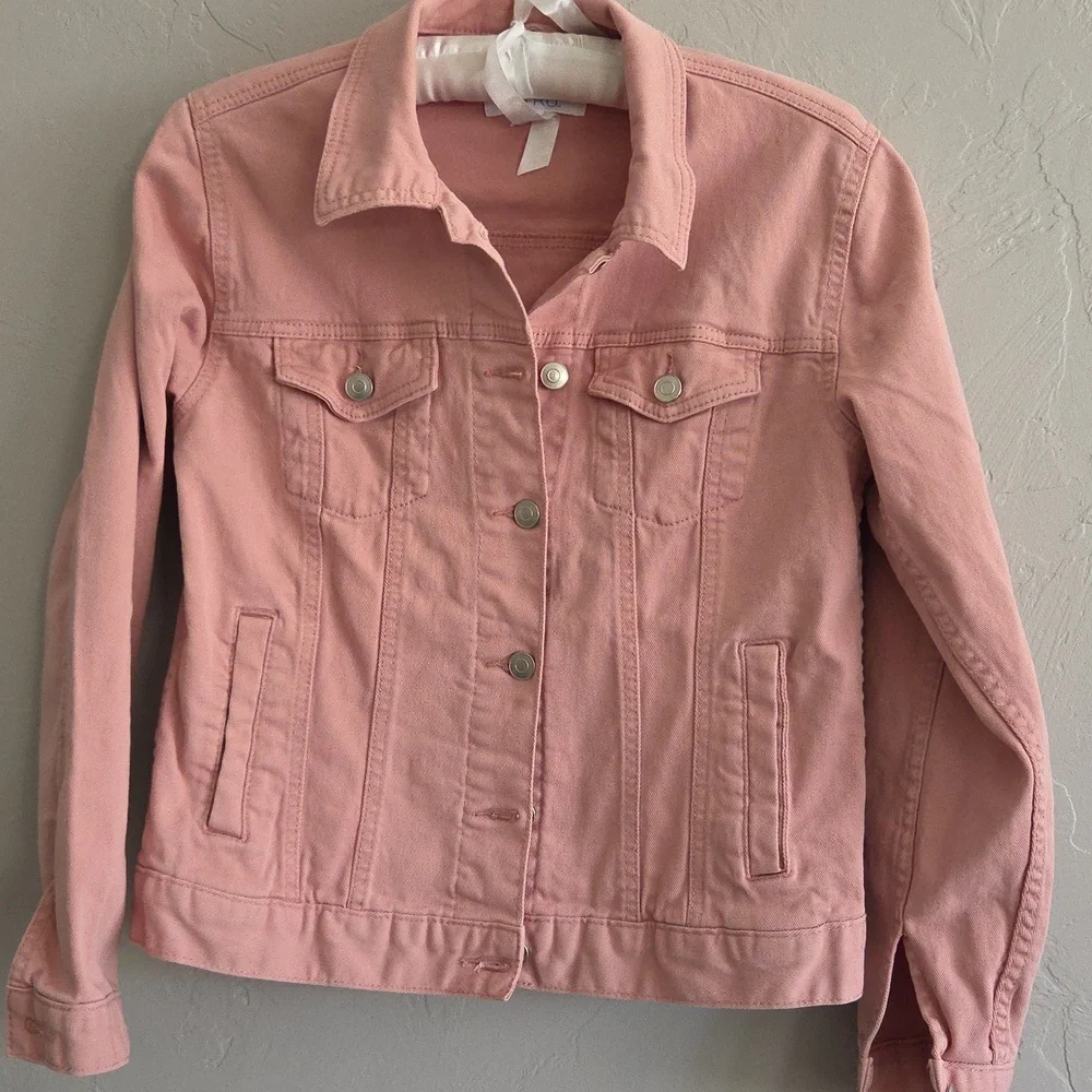 Pink Denim Jacket TIME and TRUE S - Picture 1 of 11
